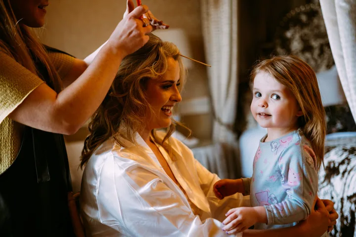 Wedding hair styling at Clearwell Castle, photographed by Colin Nicholls